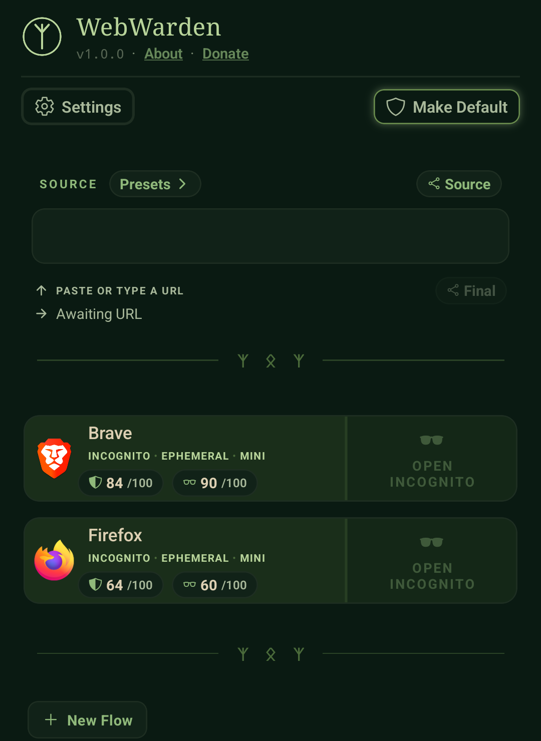 Warden home screen